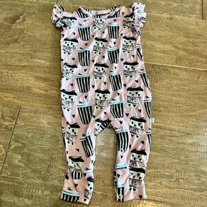 Posh Peanut Infant Girls PPL Coffee Romper Pink Size 6-9 M Cute Girly Ruffles